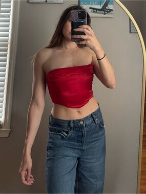 Red Satin Corset Top